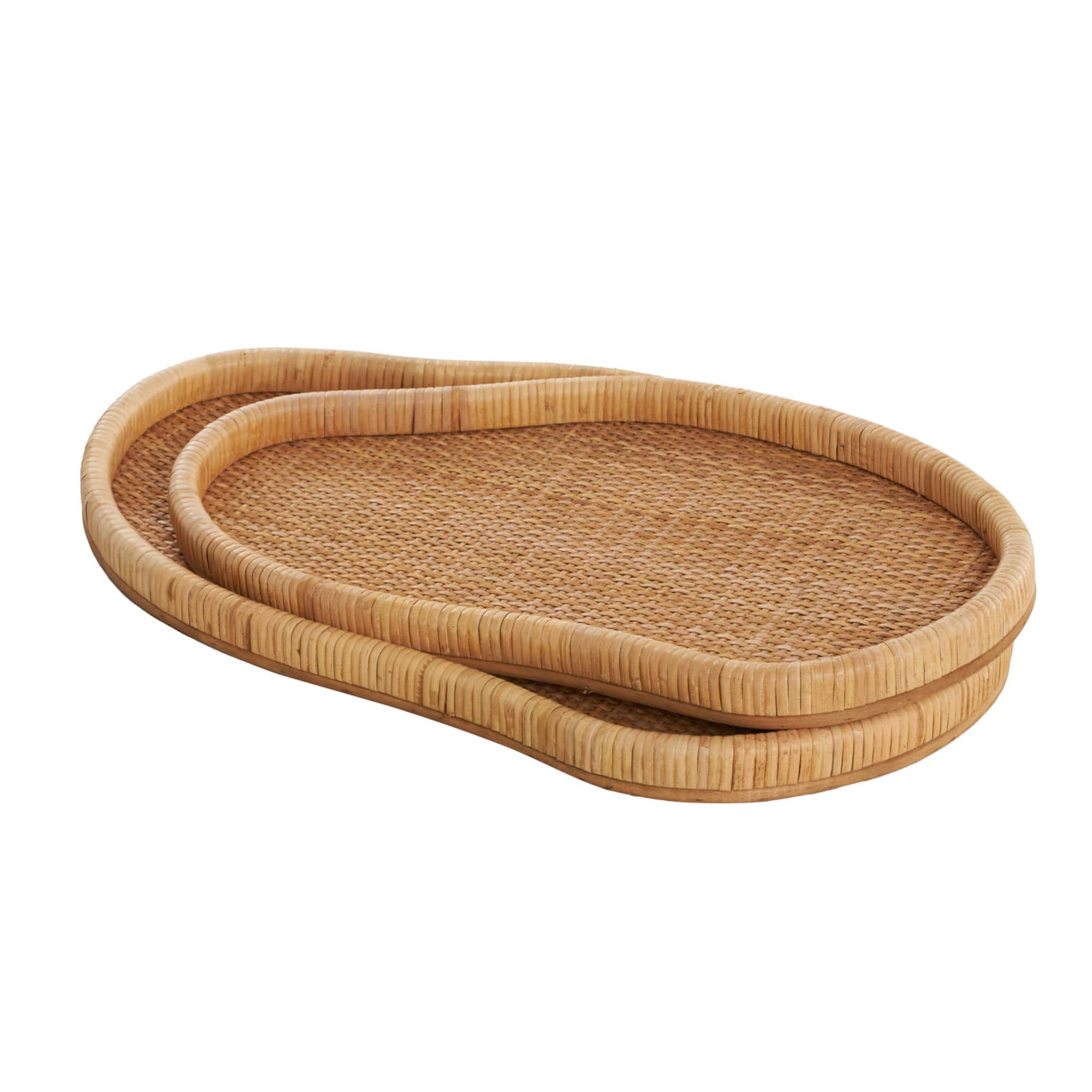 Brown Rattan Handmade Woven Living Room Décor Tray Set